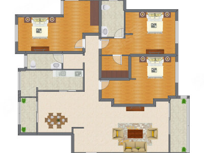 3室2厅 210.00平米户型图