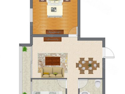 1室2厅 68.11平米