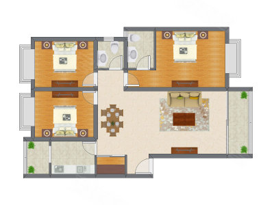 3室2厅 126.83平米户型图