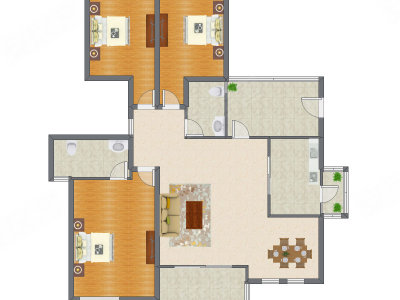 3室2厅 187.00平米