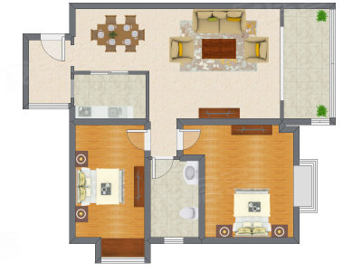 2室2厅 96.82平米户型图