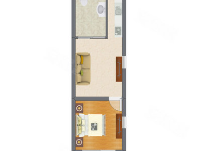 1室1厅 56.64平米户型图