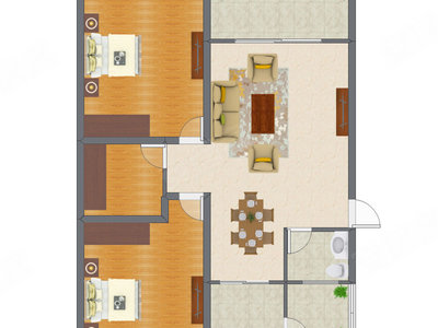 2室2厅 100.00平米户型图