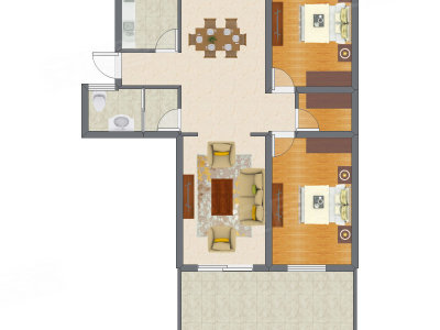 2室2厅 90.28平米