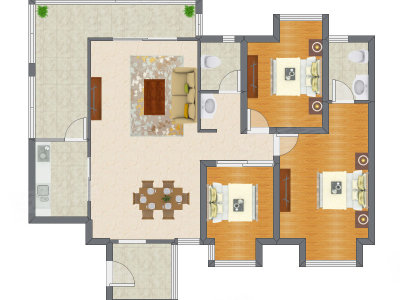 3室2厅 115.85平米