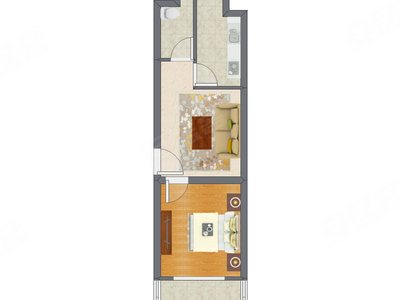 1室1厅 44.18平米户型图