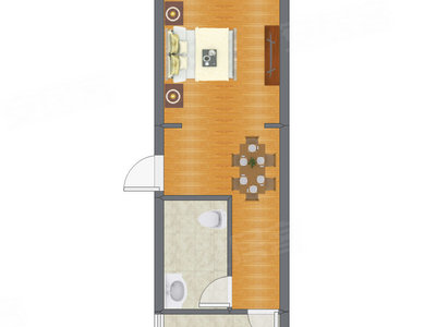 1室0厅 34.47平米户型图