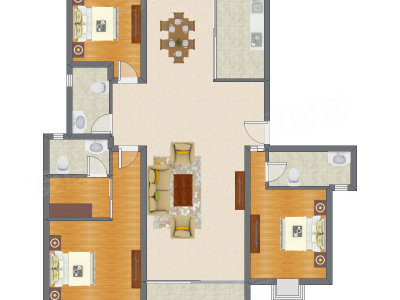 3室2厅 184.44平米户型图