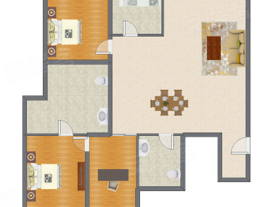 3室2厅 178.00平米户型图