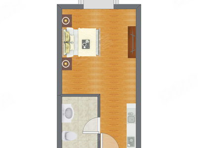 1室0厅 50.86平米户型图