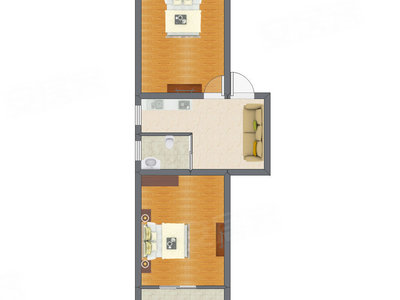 2室1厅 43.20平米