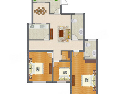 3室2厅 98.78平米