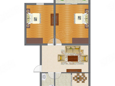 2室2厅 78.74平米户型图