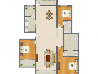 4室2厅 243.76平米户型图