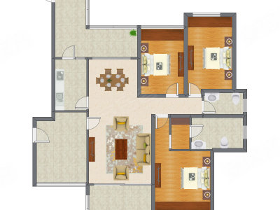 3室2厅 134.96平米户型图