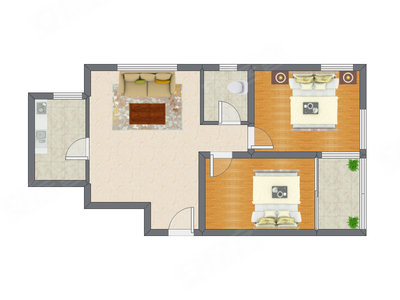 2室1厅 95.80平米
