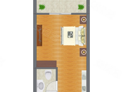 1室0厅 30.79平米户型图