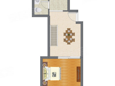 1室1厅 49.38平米户型图