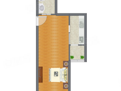 1室0厅 53.14平米户型图
