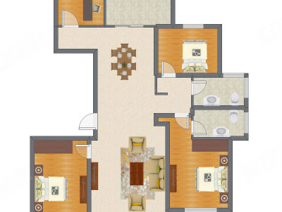 4室2厅 135.00平米户型图