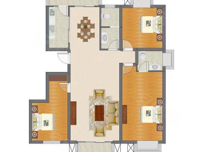 3室2厅 106.76平米