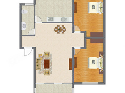 2室1厅 97.02平米