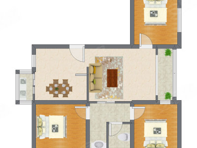 3室2厅 87.40平米