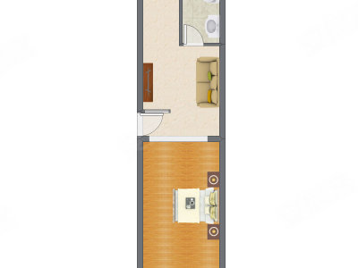 1室1厅 53.79平米户型图