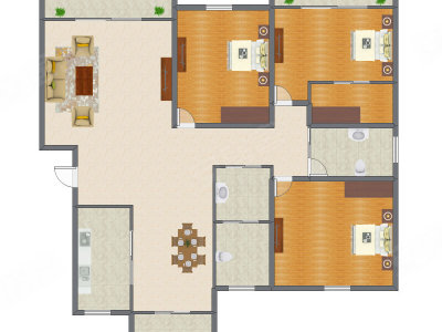 3室1厅 200.74平米