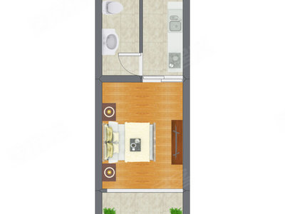 1室0厅 32.29平米户型图