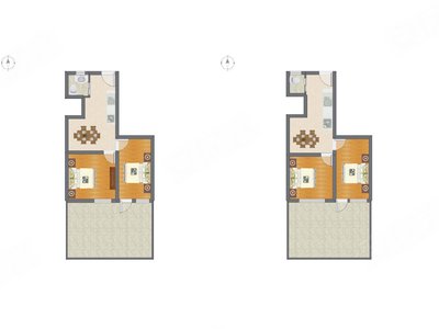 2室1厅 77.00平米户型图