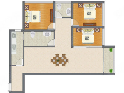3室1厅 127.00平米