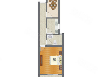 1室1厅 45.43平米