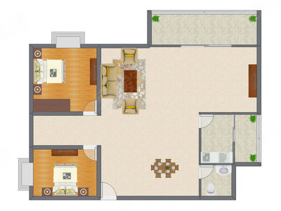 2室1厅 119.90平米户型图