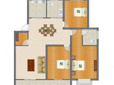 3室2厅 114.89平米