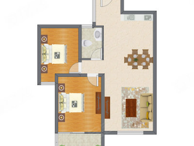 2室2厅 83.97平米户型图