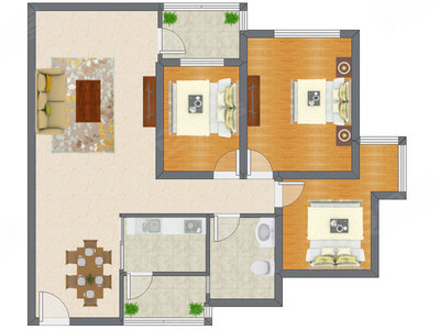 3室2厅 98.30平米