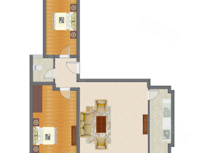 2室1厅 110.46平米户型图