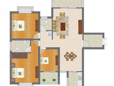 3室2厅 97.89平米