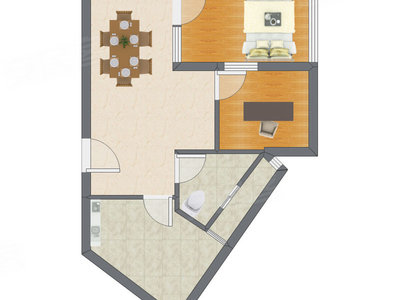 2室1厅 55.50平米户型图