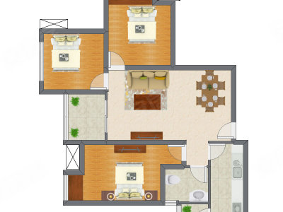 3室2厅 95.95平米