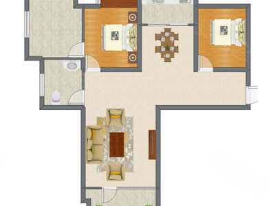 2室2厅 100.22平米