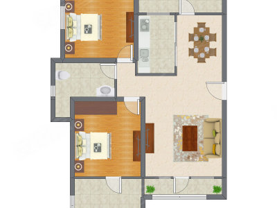 2室2厅 113.85平米户型图