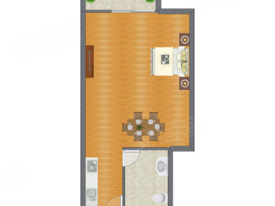 1室0厅 53.00平米