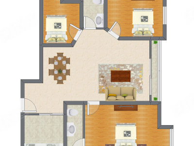 3室2厅 131.49平米户型图