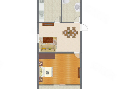 1室1厅 71.55平米