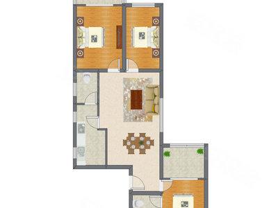 3室2厅 138.90平米户型图