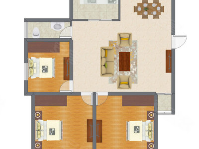 3室2厅 121.68平米户型图