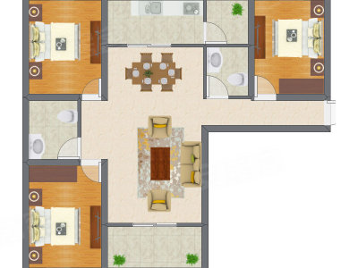 3室1厅 76.94平米