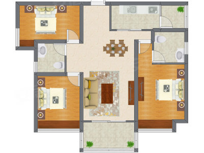 3室2厅 90.65平米